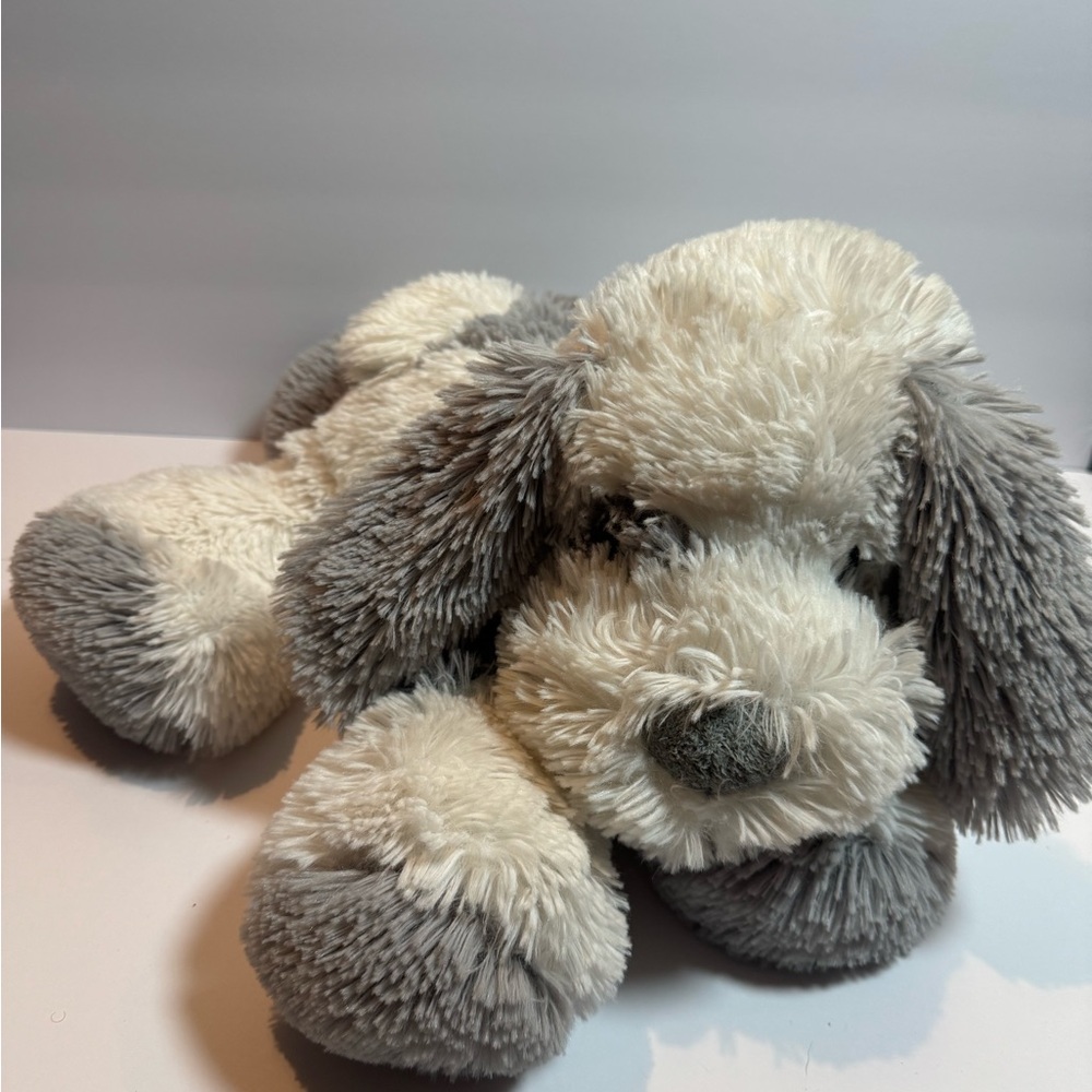 Cuddly Canine Plush Toy - Cream and Gray